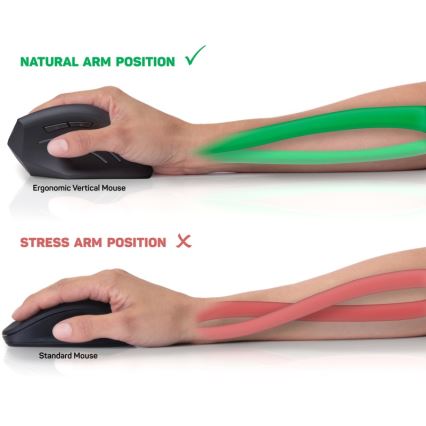 CONNECT IT CMO-2500-BK - Verti Wire Ergonomic Wired Mouse 1000/1600 DPI, Black