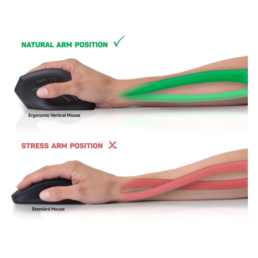 CONNECT IT CMO-2500-BK - Verti Wire Ergonomic Wired Mouse 1000/1600 DPI, Black