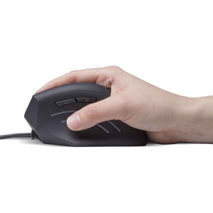 CONNECT IT CMO-2500-BK - Verti Wire Ergonomic Wired Mouse 1000/1600 DPI, Black