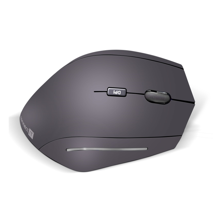 CONNECT IT CMO-2510-BK - Ergonomic Verti Wireless Mouse, 800/1200/1600 DPI, 2x AAA, Black