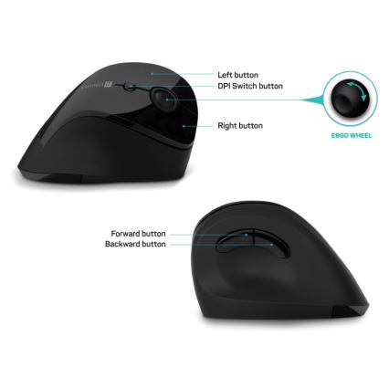 CONNECT IT CMO-2700-BK - Ergonomic wireless mouse 800/1200/1600 DPI 1xAA black