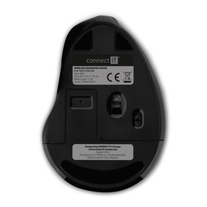 CONNECT IT CMO-2700-BK - Ergonomic wireless mouse 800/1200/1600 DPI 1xAA black