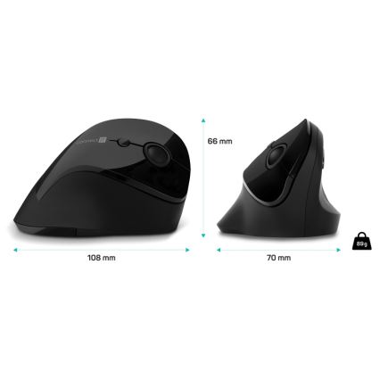 CONNECT IT CMO-2700-BK - Ergonomic wireless mouse 800/1200/1600 DPI 1xAA black