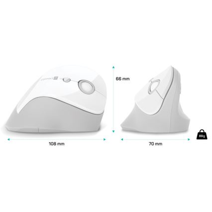 CONNECT IT CMO-2700-WH - Ergonomic wireless mouse 800/1200/1600 DPI 1xAA white