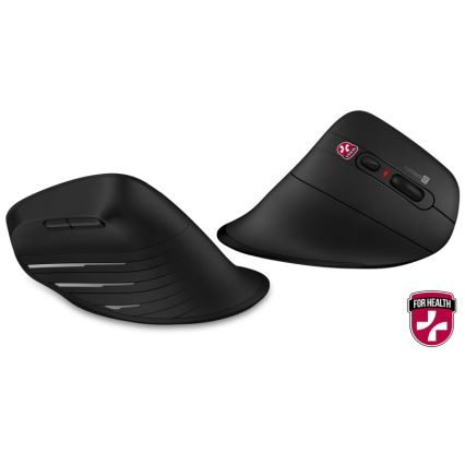 CONNECT IT CMO-2880-BK - Ergonomic Verti TriMode Wireless Mouse, 1000/1600/2400 DPI, 2xAAA, Black