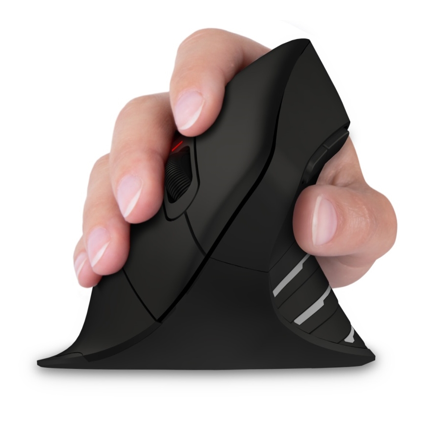 CONNECT IT CMO-2880-BK - Ergonomic Verti TriMode Wireless Mouse, 1000/1600/2400 DPI, 2xAAA, Black