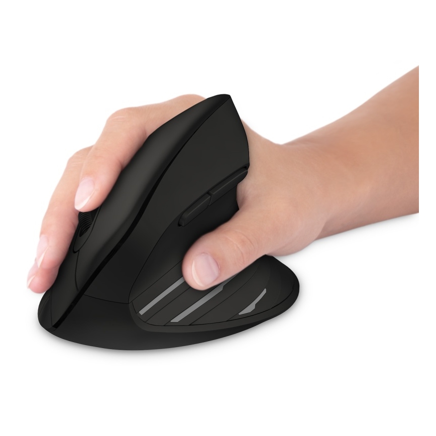CONNECT IT CMO-2880-BK - Ergonomic Verti TriMode Wireless Mouse, 1000/1600/2400 DPI, 2xAAA, Black