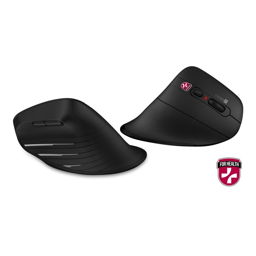 CONNECT IT CMO-2880-BK - Verti TriMode Ergonomic Wireless Mouse 1000/1600/2400 DPI, 2xAAA, Black