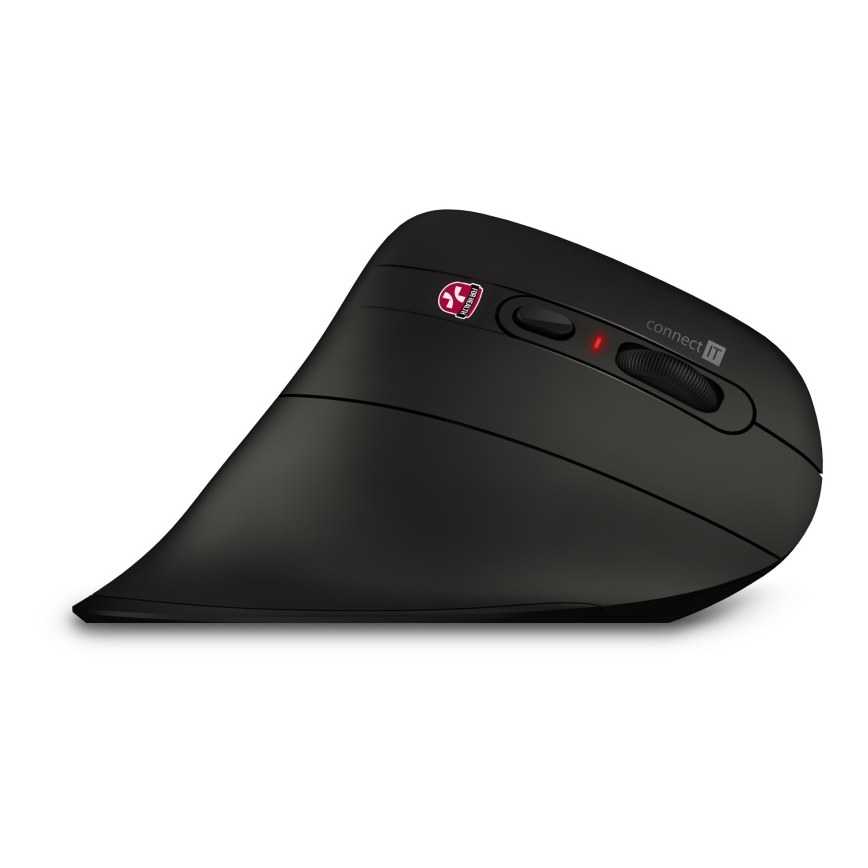 CONNECT IT CMO-2880-BK - Verti TriMode Ergonomic Wireless Mouse 1000/1600/2400 DPI, 2xAAA, Black