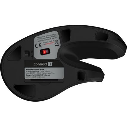 CONNECT IT CMO-2900-BK - Ergonomic wireless mouse 800/1200/1600 DPI 1xAA black