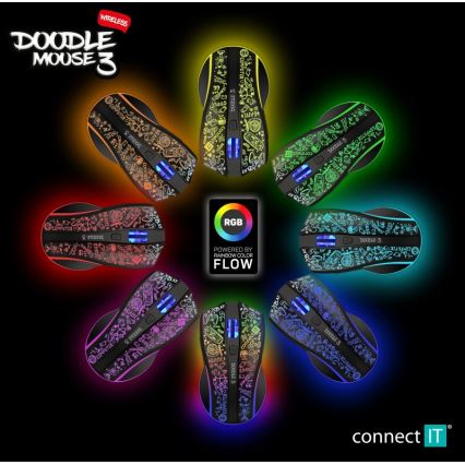 CONNECT IT CMO-3530-DD - LED RGB Wireless rechargeable gaming mouse 800/1200/1600/2400/4800 DPI 600 mAh black