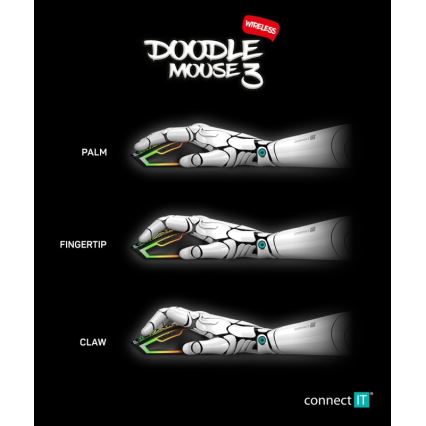 CONNECT IT CMO-3530-DD - LED RGB Wireless rechargeable gaming mouse 800/1200/1600/2400/4800 DPI 600 mAh black