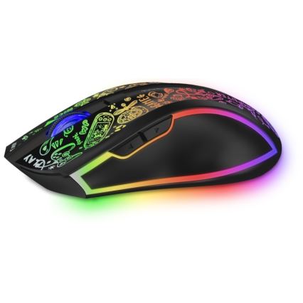 CONNECT IT CMO-3530-DD - LED RGB Wireless rechargeable gaming mouse 800/1200/1600/2400/4800 DPI 600 mAh black