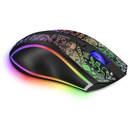 CONNECT IT CMO-3530-DD - LED RGB Wireless rechargeable gaming mouse 800/1200/1600/2400/4800 DPI 600 mAh black