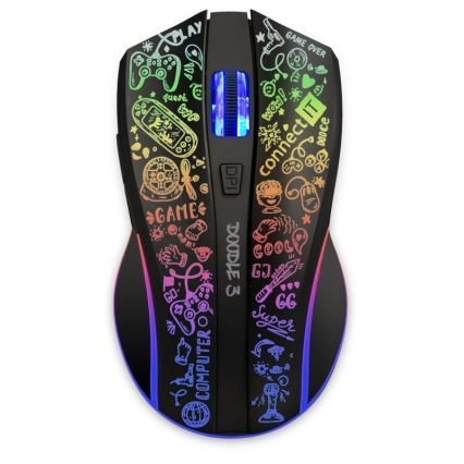 CONNECT IT CMO-3530-DD - LED RGB Wireless rechargeable gaming mouse 800/1200/1600/2400/4800 DPI 600 mAh black