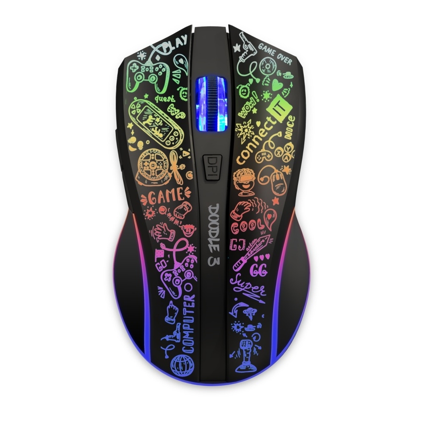 CONNECT IT CMO-3530-DD - LED RGB Wireless rechargeable gaming mouse 800/1200/1600/2400/4800 DPI 600 mAh black