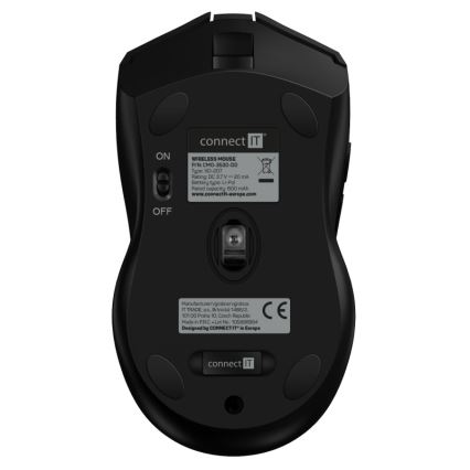CONNECT IT CMO-3530-DD - LED RGB Wireless rechargeable gaming mouse 800/1200/1600/2400/4800 DPI 600 mAh black