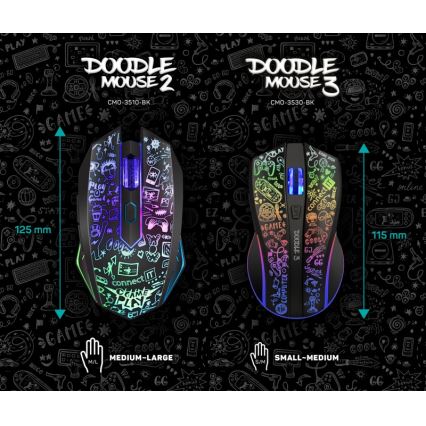 CONNECT IT CMO-3530-DD - LED RGB Wireless rechargeable gaming mouse 800/1200/1600/2400/4800 DPI 600 mAh black