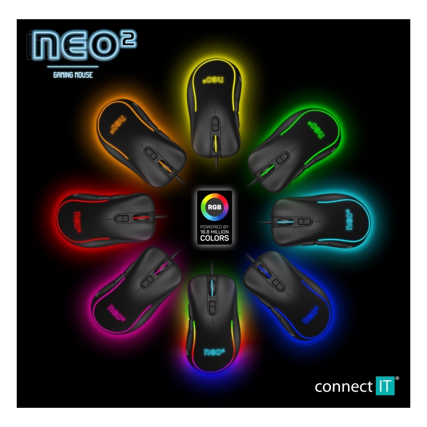 CONNECT IT CMO-3589-BK - LED RGB Wired gaming mouse 200-7200 DPI black