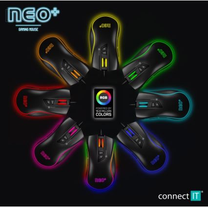 CONNECT IT CMO-3591-BK - LED RGB Wired gaming mouse 500-7200 DPI black