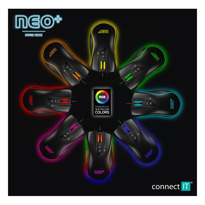 CONNECT IT CMO-3591-BK - LED RGB Wired gaming mouse 500-7200 DPI black