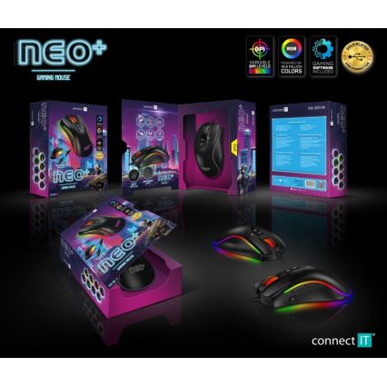 CONNECT IT CMO-3591-BK - LED RGB Wired gaming mouse 500-7200 DPI black