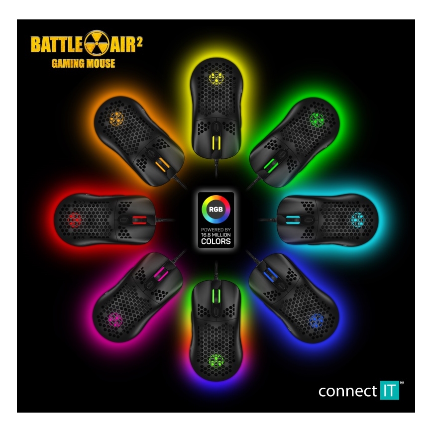 CONNECT IT CMO-5511-BK - LED RGB Wired gaming mouse 200-12800 DPI black