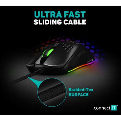CONNECT IT CMO-5511-BK - LED RGB Wired gaming mouse 200-12800 DPI black