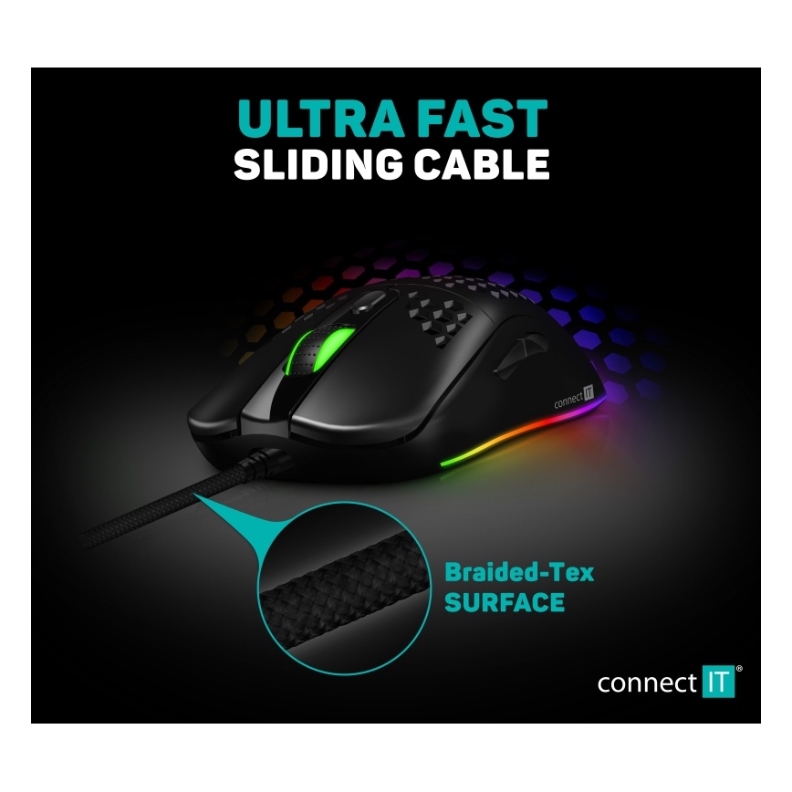 CONNECT IT CMO-5511-BK - LED RGB Wired gaming mouse 200-12800 DPI black