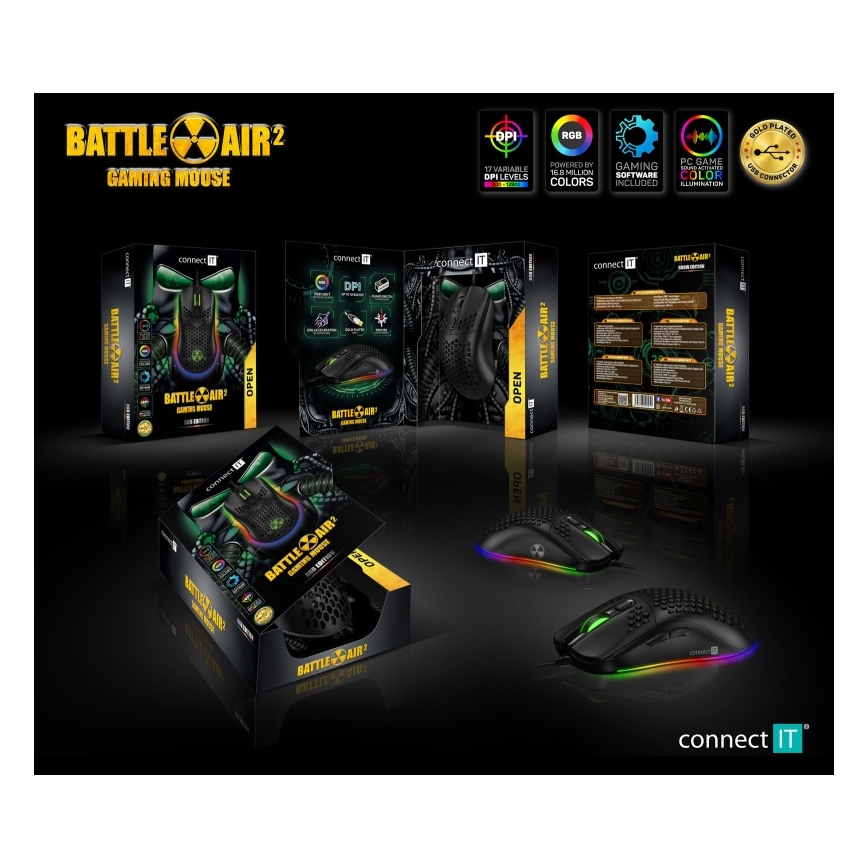 CONNECT IT CMO-5511-BK - LED RGB Wired gaming mouse 200-12800 DPI black