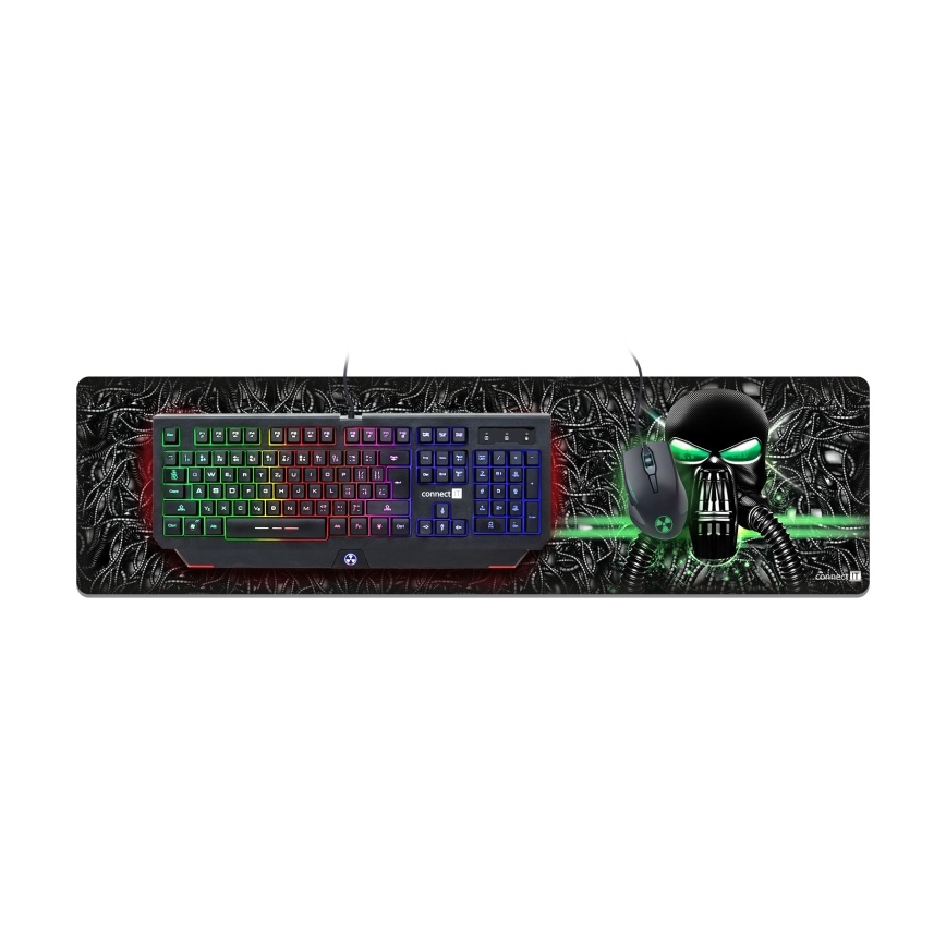 CONNECT IT CMP-1110-LG - Mat for keyboard and mouse 88,6x24,5 cm black/green