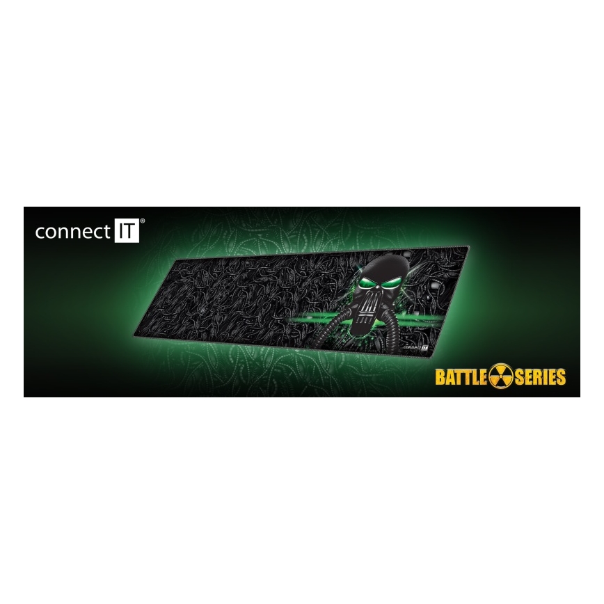 CONNECT IT CMP-1110-LG - Mat for keyboard and mouse 88,6x24,5 cm black/green