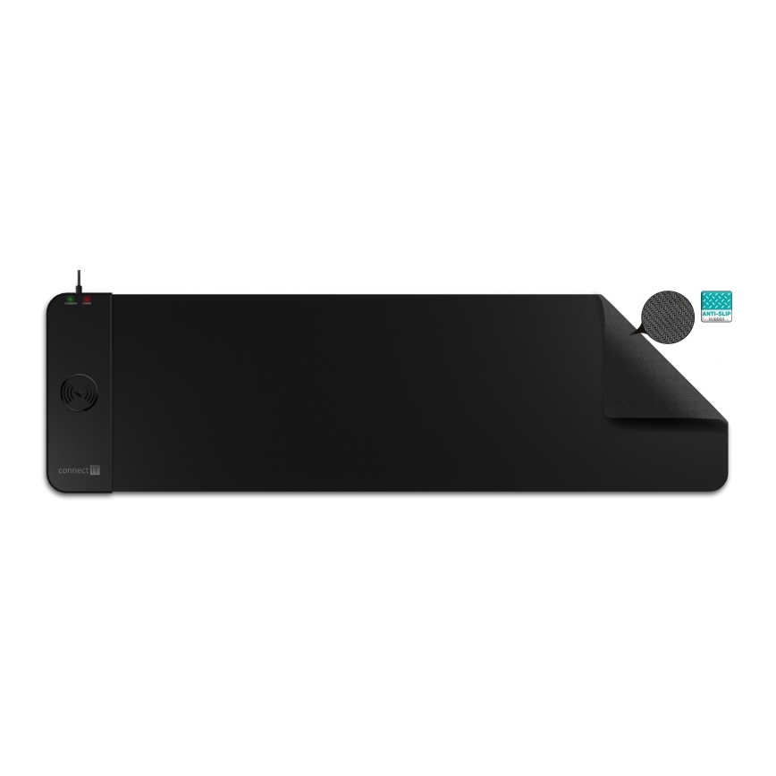 CONNECT IT CMP-2500-LG - Mat for keyboard and mouse with Qi wireless charging 80x30 cm black