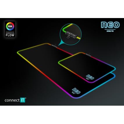CONNECT IT CMP-3100-LG - LED RGB Gaming keyboard and mouse pad 80x30 cm black