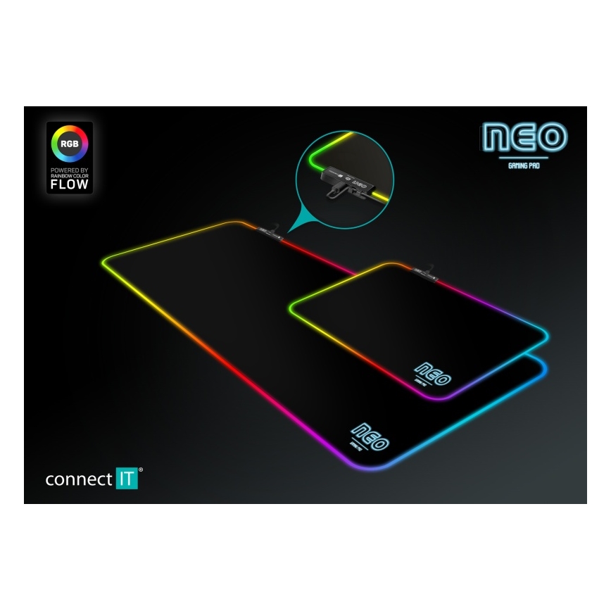 CONNECT IT CMP-3100-LG - LED RGB Gaming keyboard and mouse pad 80x30 cm black