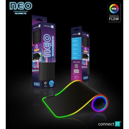 CONNECT IT CMP-3100-LG - LED RGB Gaming keyboard and mouse pad 80x30 cm black