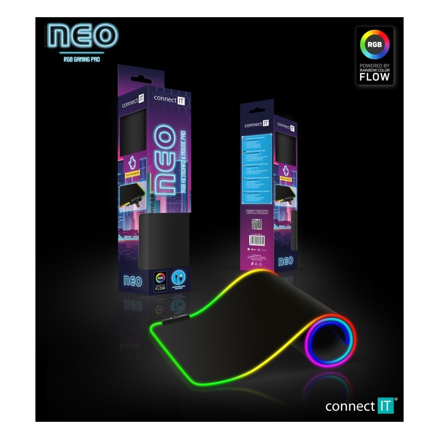 CONNECT IT CMP-3100-LG - LED RGB Gaming keyboard and mouse pad 80x30 cm black