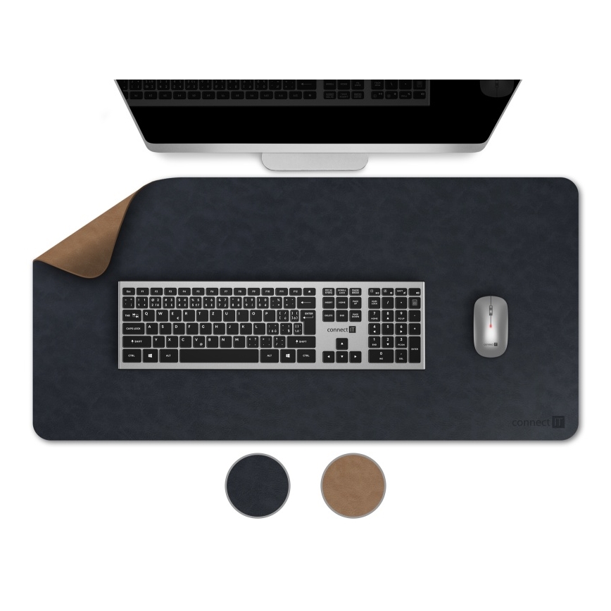 CONNECT IT CMP-4040-LG - Double-sided keyboard and mouse pad 90x40 cm blue/brown