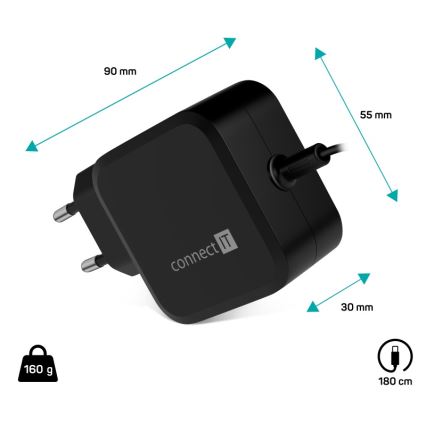 CONNECT IT CNP-1660-BK - Universal power adapter for laptops USB-C 67W
