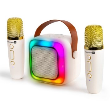 CONNECT IT CSP-1010-BG - LED RGB Speaker with 2 Wireless Microphones 5W/1200 mAh + 2x 400 mAh cream/gold