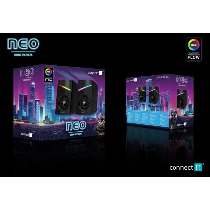 CONNECT IT CSP-1100-BK - SET 2x LED RGB Gaming speaker 6W/5V black