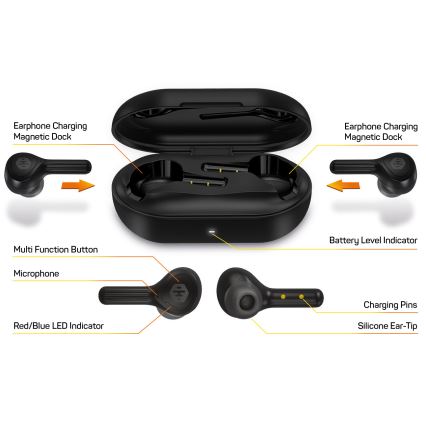 CONNECT IT HEP-5300-BK - Wireless headphones with a microphone 300 mAh + 2x 35 mAh black