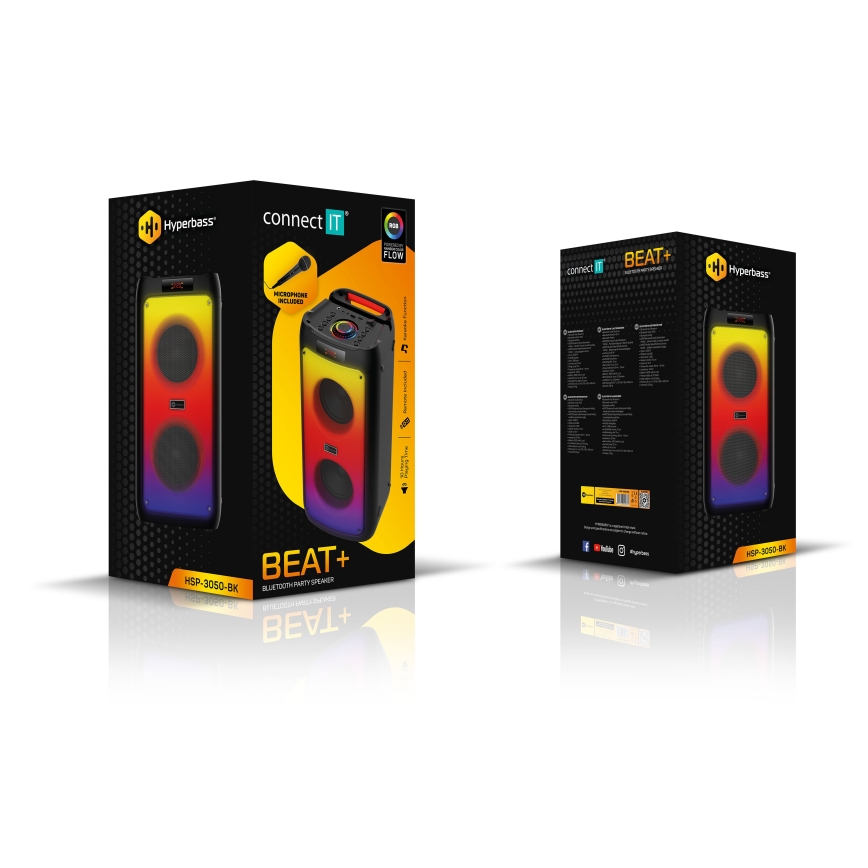 CONNECT IT HSP-3050-BK - LED Wireless speaker with a microphone 60W/5V 4500 mAh black + remote control