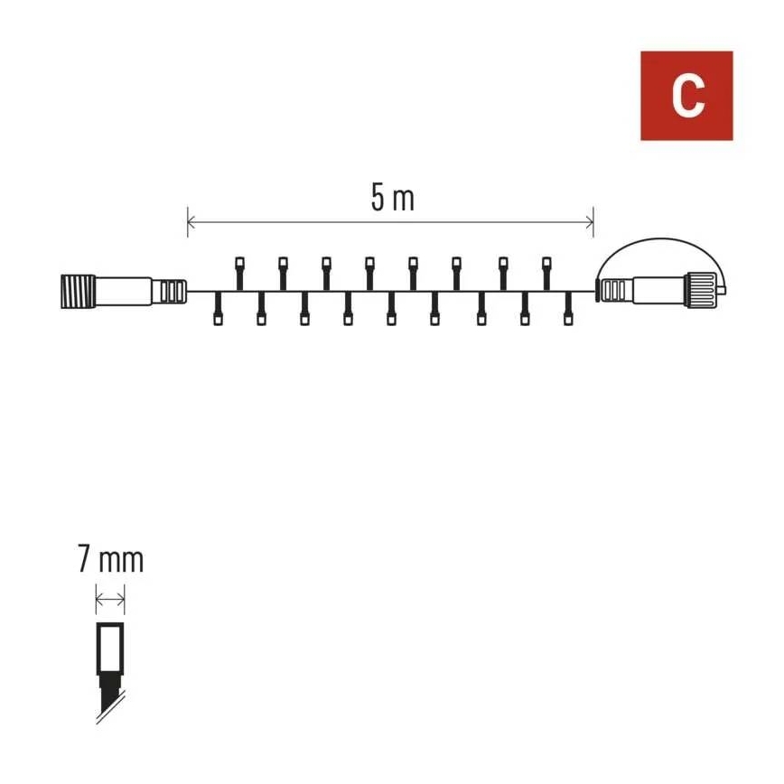 Connectable string lights 50xLED/5m IP44 cool white