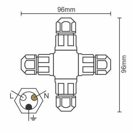 Connecting connector C20A/WP/3x1,5/4