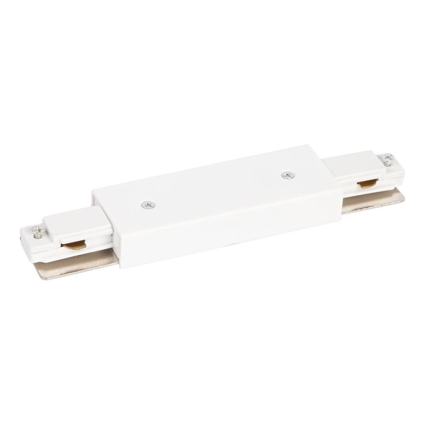 Connector for lights in rail system 1-phase straight + power supply white