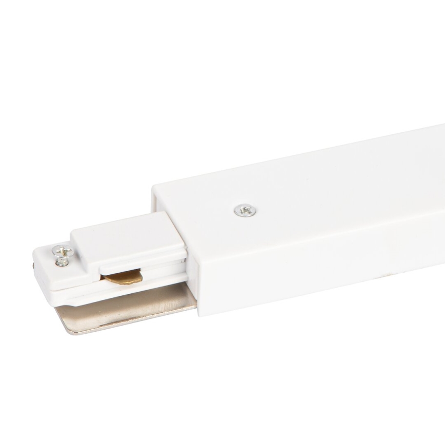 Connector for lights in rail system 1-phase straight + power supply white