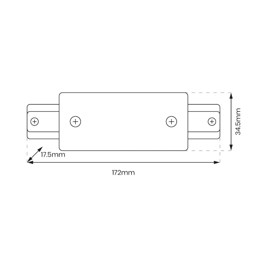 Connector for lights in rail system 1-phase straight + power supply white