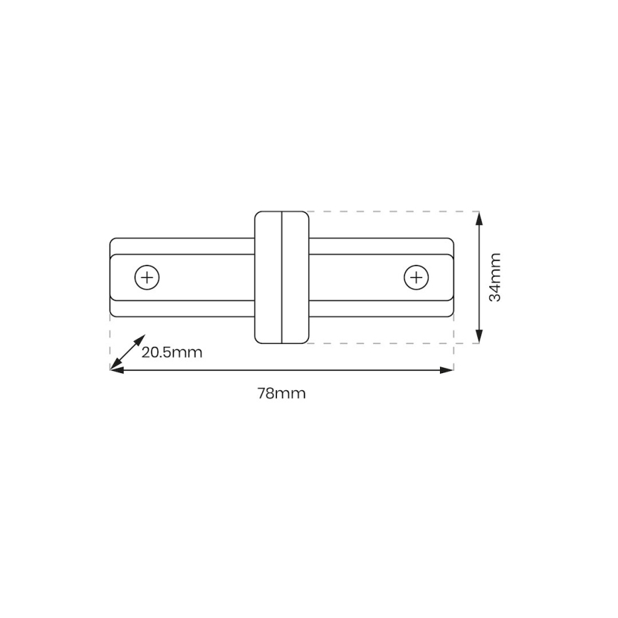 Connector for lights in rail system 1-phase straight white