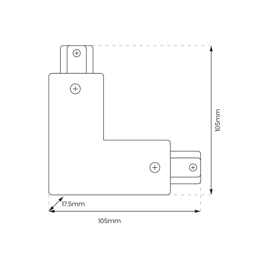 Connector for lights in rail system 1-phase type L + power supply white